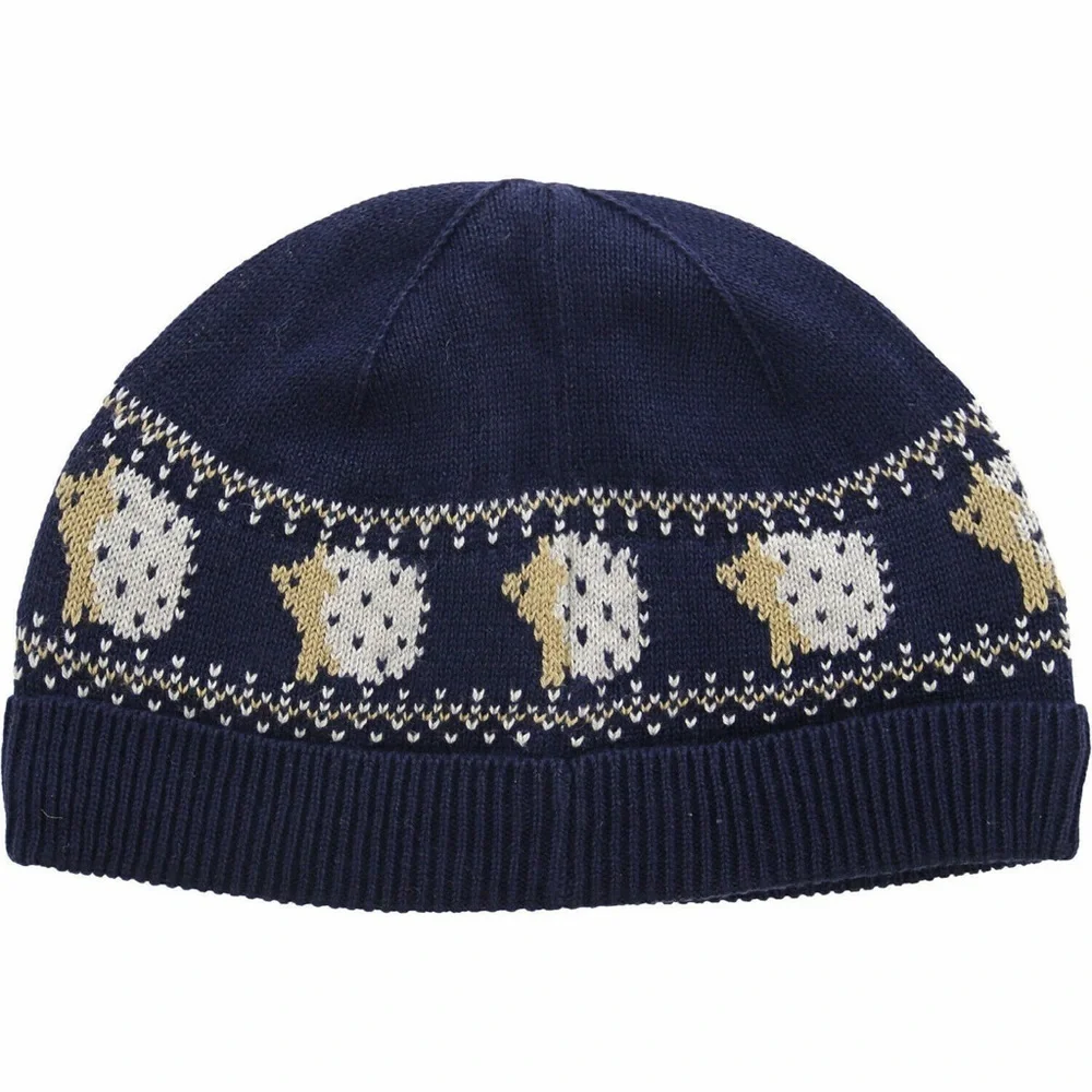 Janie and Jack Navy Blue Sheep Pattern Beanie New with tags